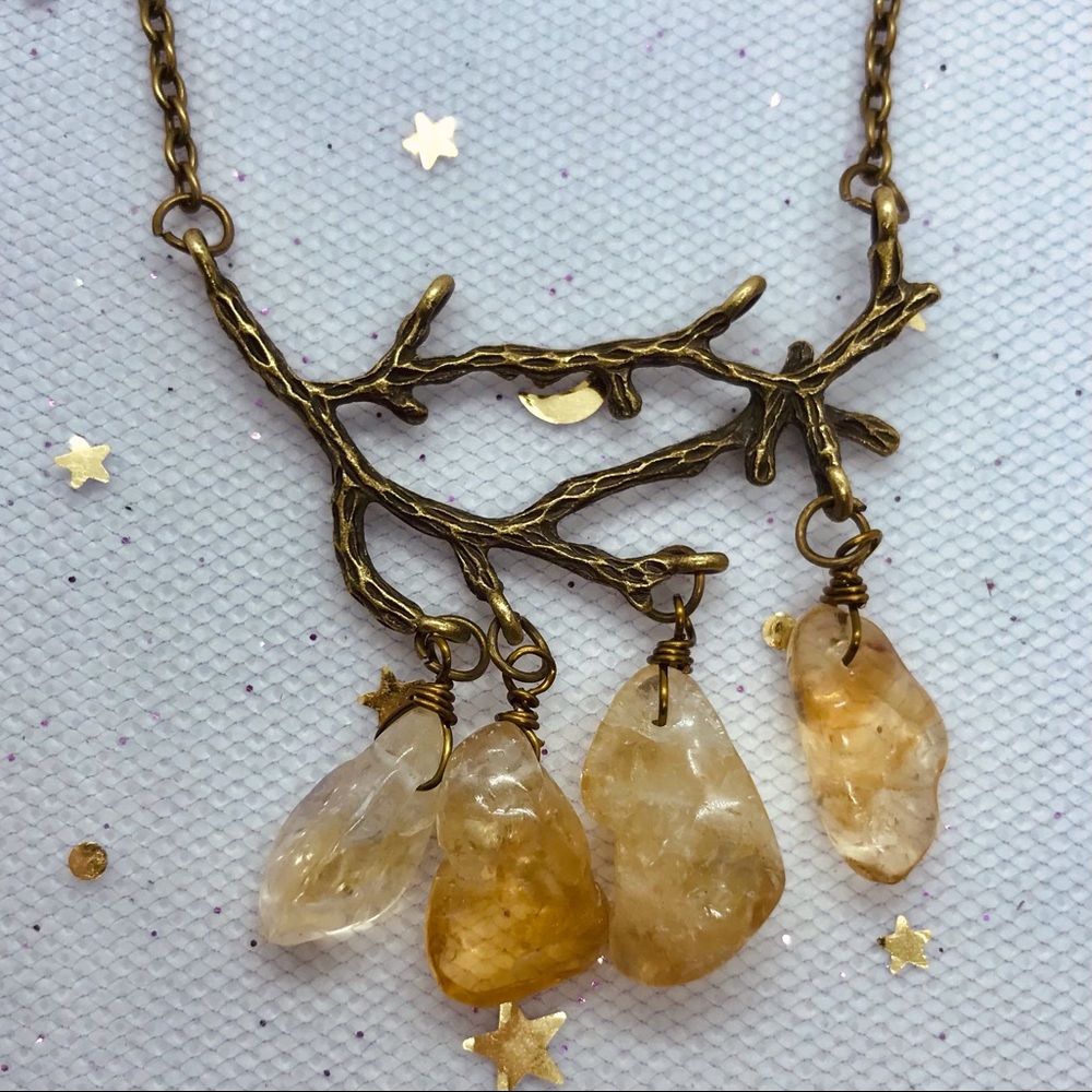 Bronze Branch with Citrine Crystals
